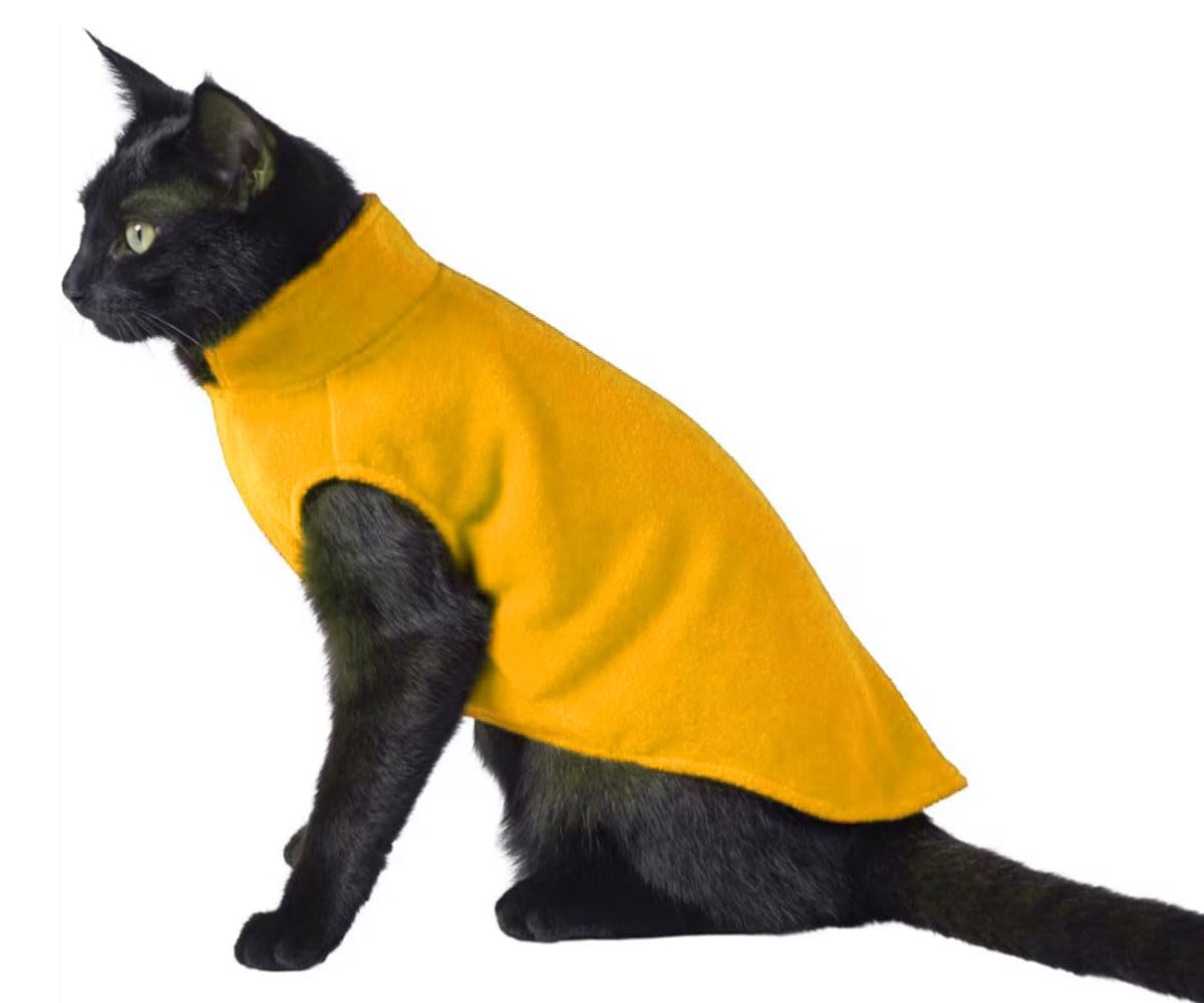 Droolingdog Kitten Fleece Sweater Vest For Cat Sweaters Cats Clothes For Extra Small Cat, Xs, Yellow