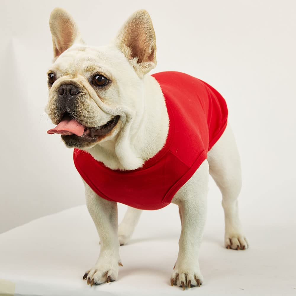 Lucky Petter Pet Clothes For Dog Cat Puppy Plain Sleeveless Shirts Durable And Elastic Dog Shirt Apparel Outfits (X-Small, Red)