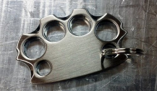 Puppyknucks Brass Knuckles Pet Id Tag Engraveable (Brushed Chrome, Please Engrave)