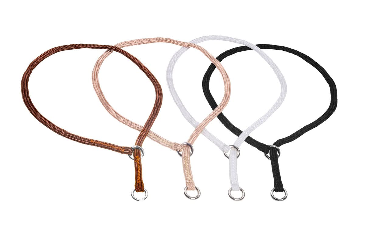 Show Slip Collar - Conformation Dog Collar - Flat Braided Premium Nylon - Chrome Plated Hardware Rings - Perfect for Small Pups