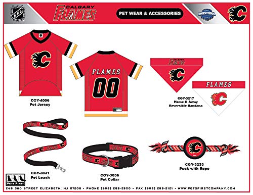 Pets First Nhl Calgary Flames Bandana For Dogs & Cats, Large/X-Large. - Cute & Stylish Bandana! The Perfect Hockey Fan Scarf Ban
