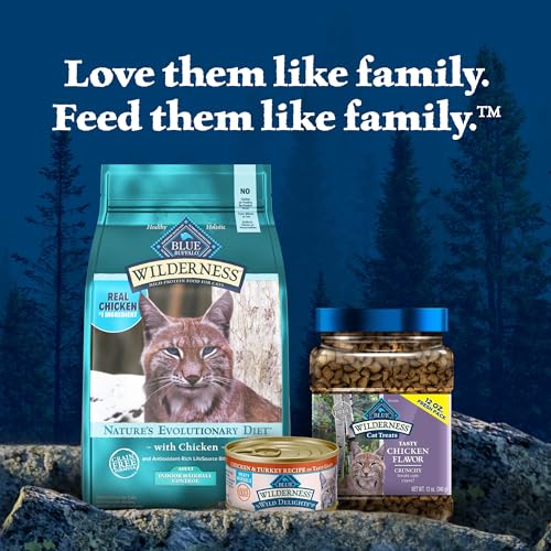 Blue Buffalo Wilderness High-Protein, Grain-Free Natural Dry Food for Adult Cats, Indoor Hairball Control, Chicken, 11-lb. Bag