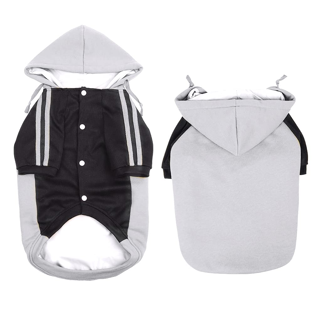 Feimax Dog Hoodie Clothes Warm Hoodies Coat Pet Winter Hooded Puppy Sweaters Adjustable Sweater Shirt For Small Medium Dogs Doggy Hoody Shirts Outfits (Grey, Small)