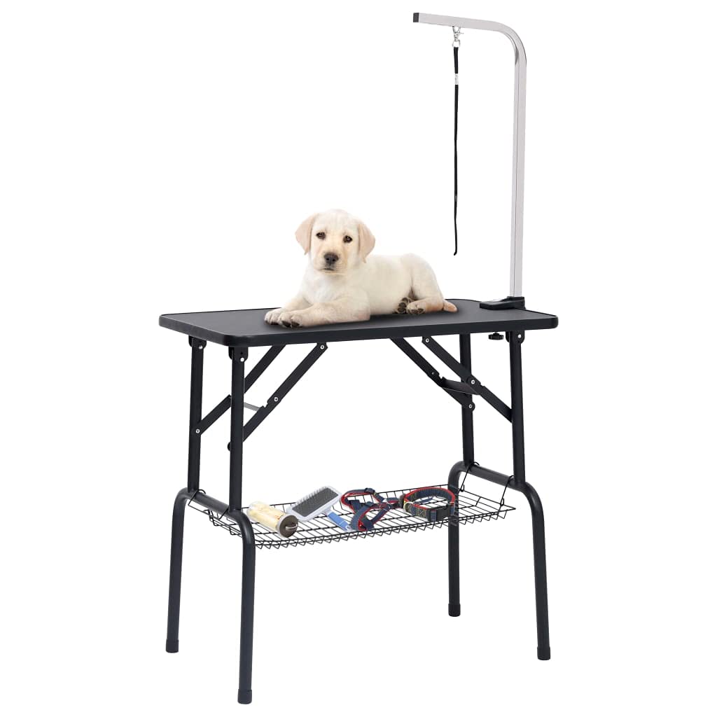 vidaXL Adjustable Pet Grooming Table with Loop - Large Non-Slip Tabletop, Solid Steel Construction, Foldable Design for Easy Storage, Suitable for All Dog Sizes