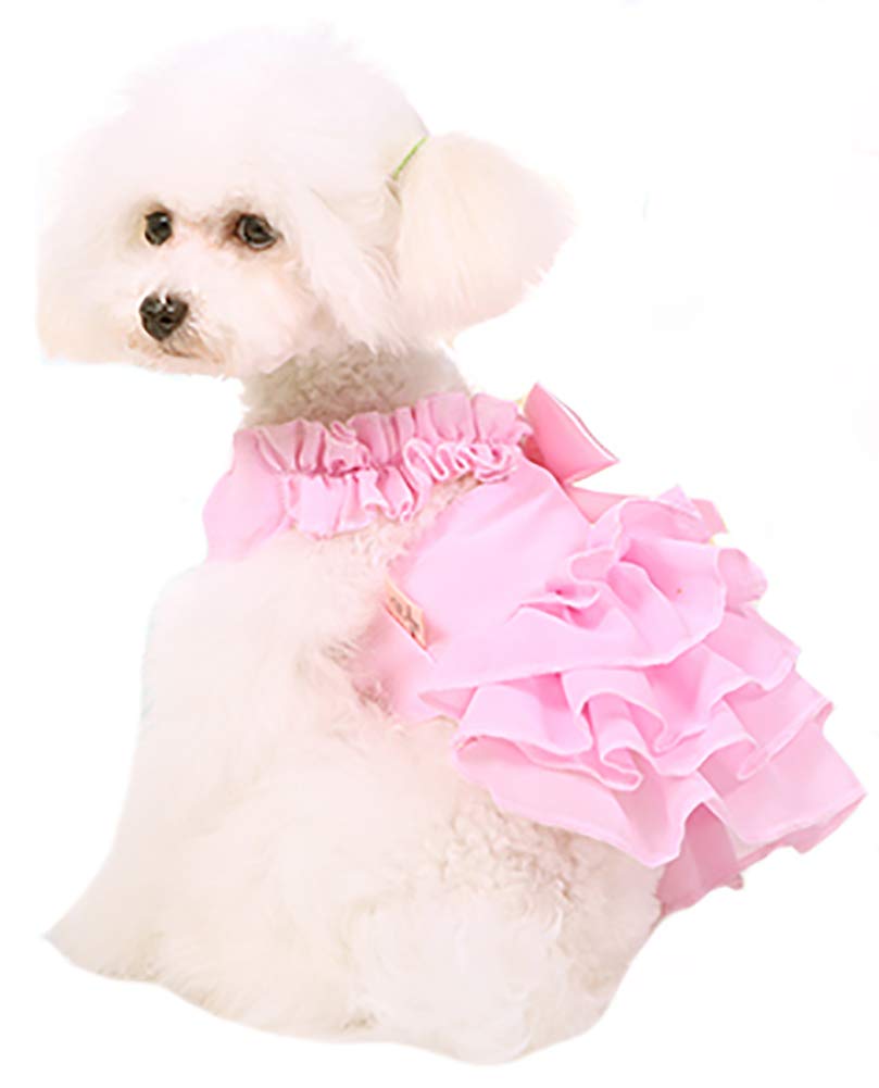 Marupet Fashion Sweet Puppy Dog Chiffon Princess Dress For Extral Small And Small Dog Pink X-Large