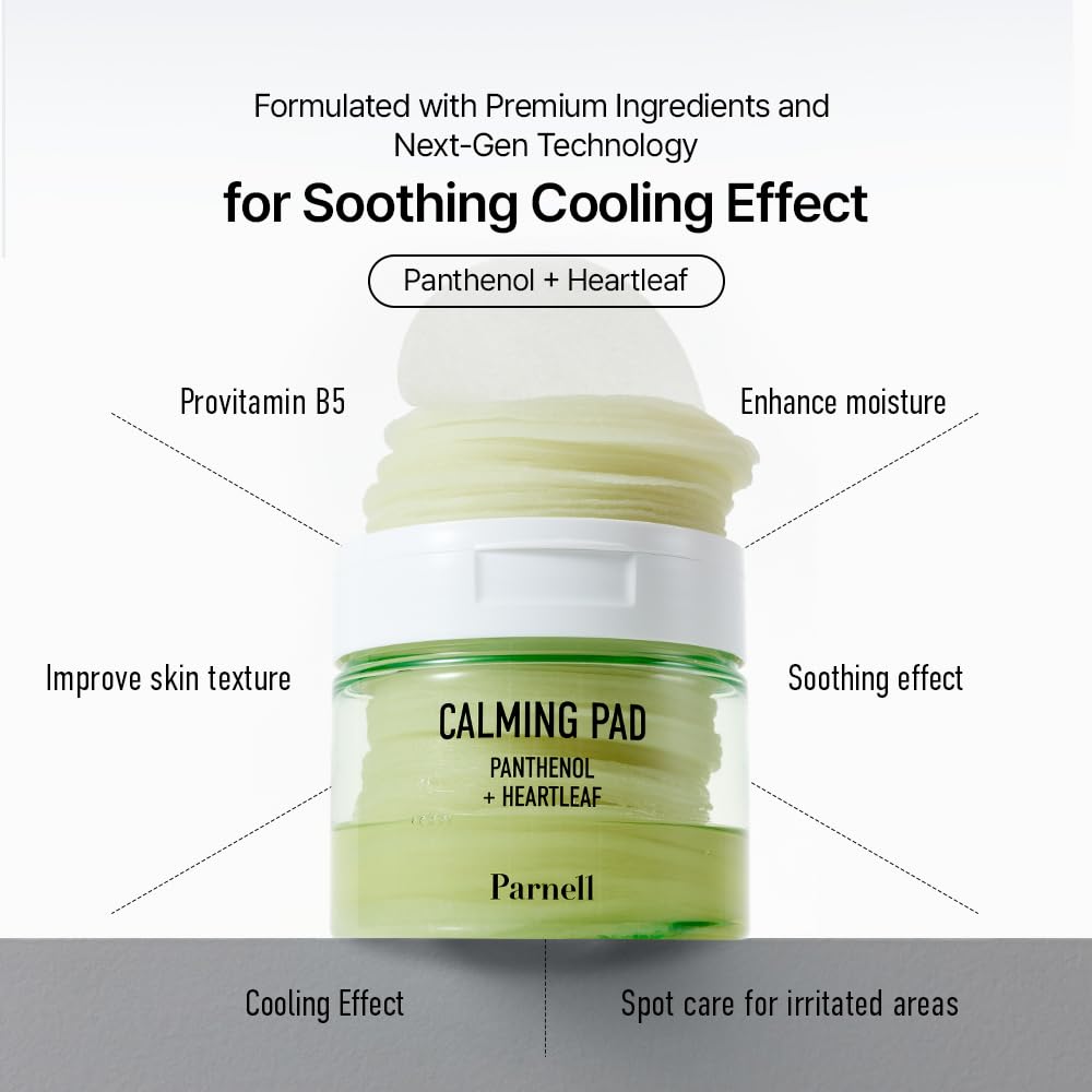 Parnell Panthenol Heartleaf Calming 60 Pads, Hydration Pads for face, Korea Skin Care, Korea Beauty