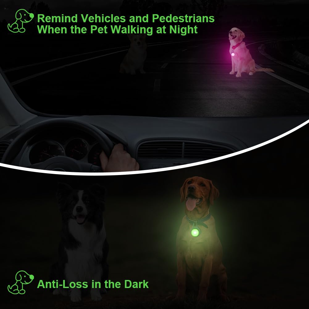 Auauy 2 Pack Led Dog Collar Light, 4 Modes Usb Rechargeable Light Up Dog Collar Light, Ip68 Waterproof Pet Collar Light, Led Saf