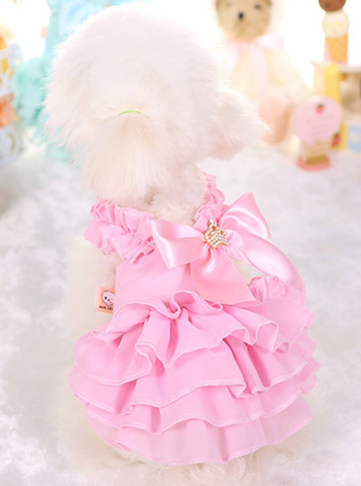 Marupet Fashion Sweet Puppy Dog Love Printed Princess Skirt Pet Dog Pleated Camisole Tutu Dress Pink M