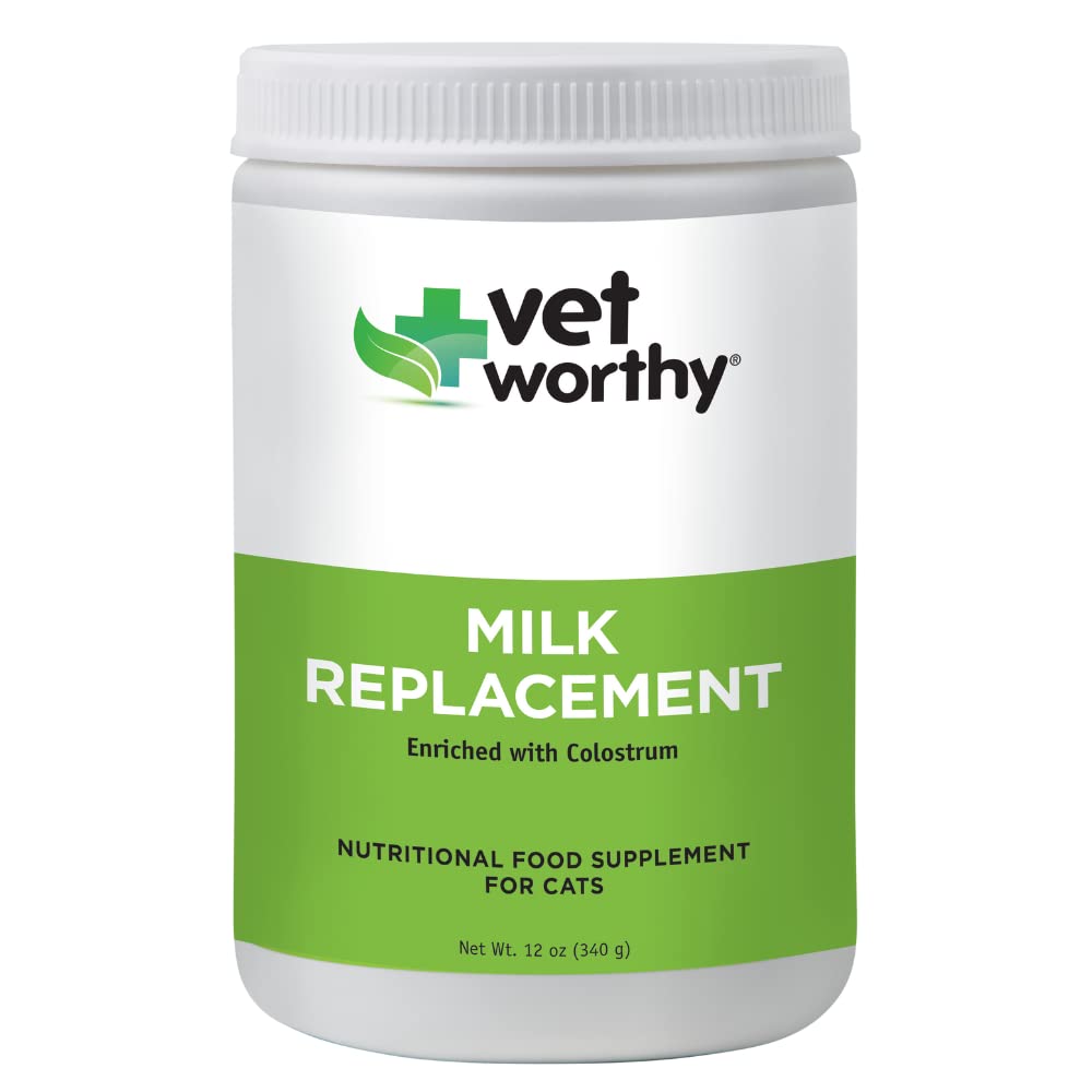 Vet Worthy Milk Replacement For Cats - Milk Formula Replacer For Puppies, Pregnant, Lactating, Elderly Or Recovering Dogs - Enriched With Colostrum, Whey Protein, Vitamins, And Minerals - 12 Oz