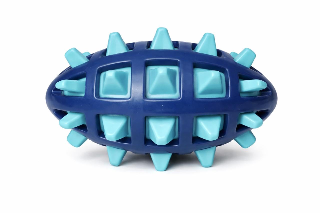WAGGYTAILS Squeaky Rugby Dog Ball Toy for Aggressive Chewers (Made in U.S.A) Durable Rubber Fetch & Chew Toy | Interactive Bounc
