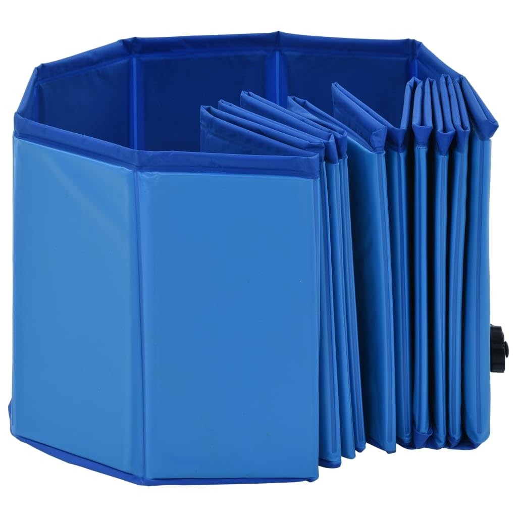 vidaXL Foldable Dog Swimming Pool - Blue 47.2"x11.8" - Premium PVC - Indoor/Outdoor Use - Cooling Summer Fun - Durable and Stable with Anti-Slip Surface for Pet Safety