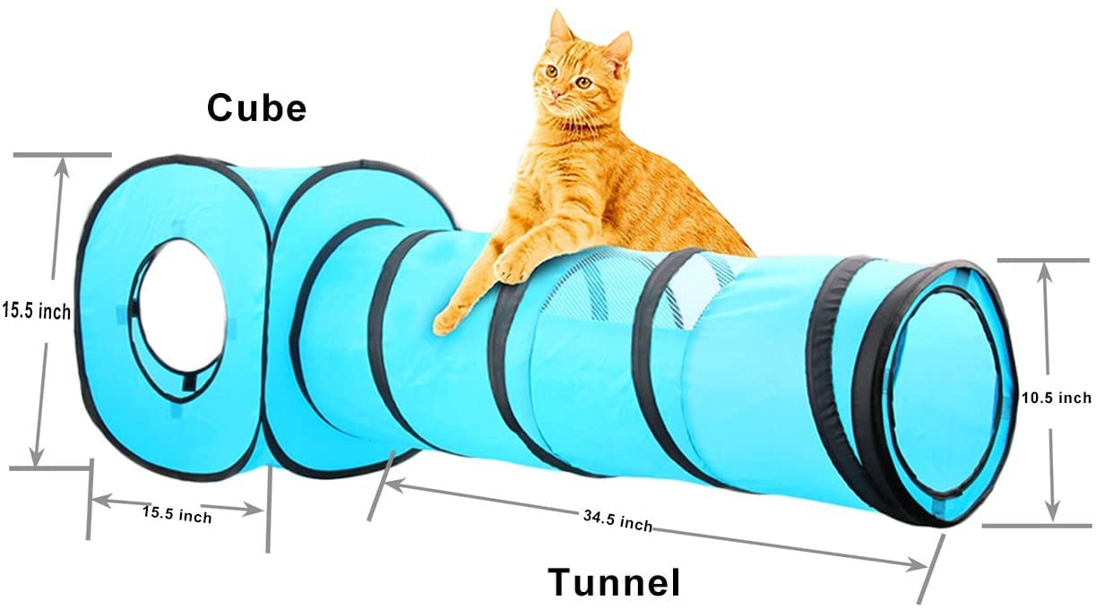 Pawise Cat Tunnel,Interactive Cat Toy,Pop Up Collapsible Cat Tunnels For Indoor Cats With Foldable Cat Cube (Tunnel Cube)