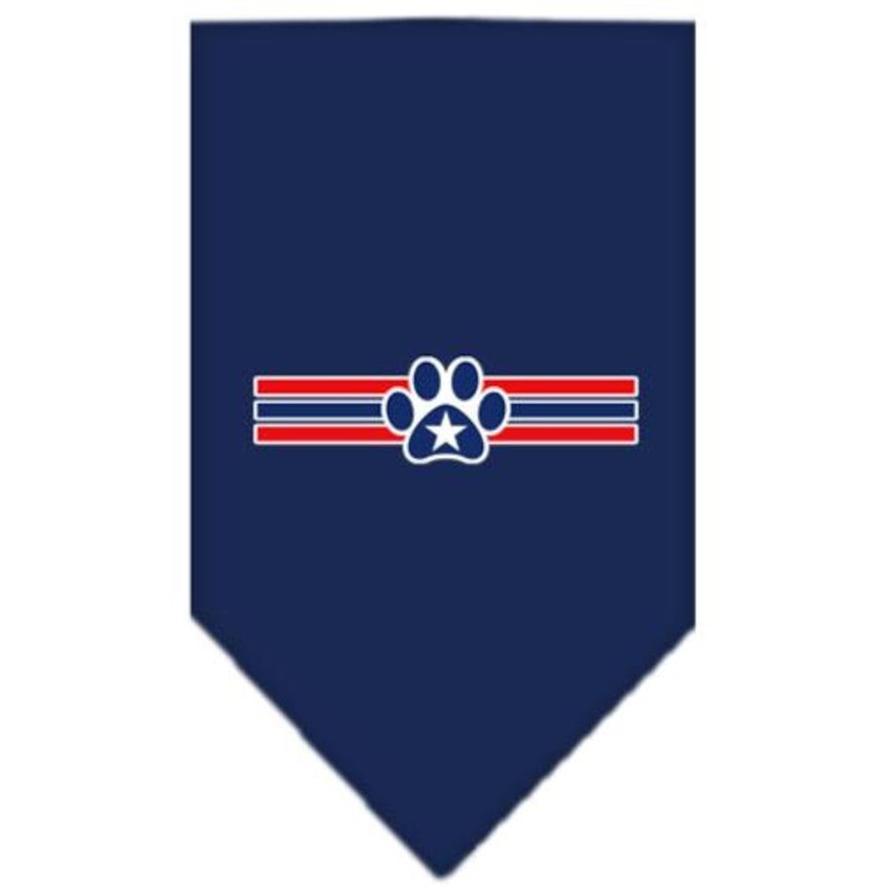 Pet and Dog Bandana Screen Printed, &quot;Patriotic Star Paw&quot; Navy Blue Large