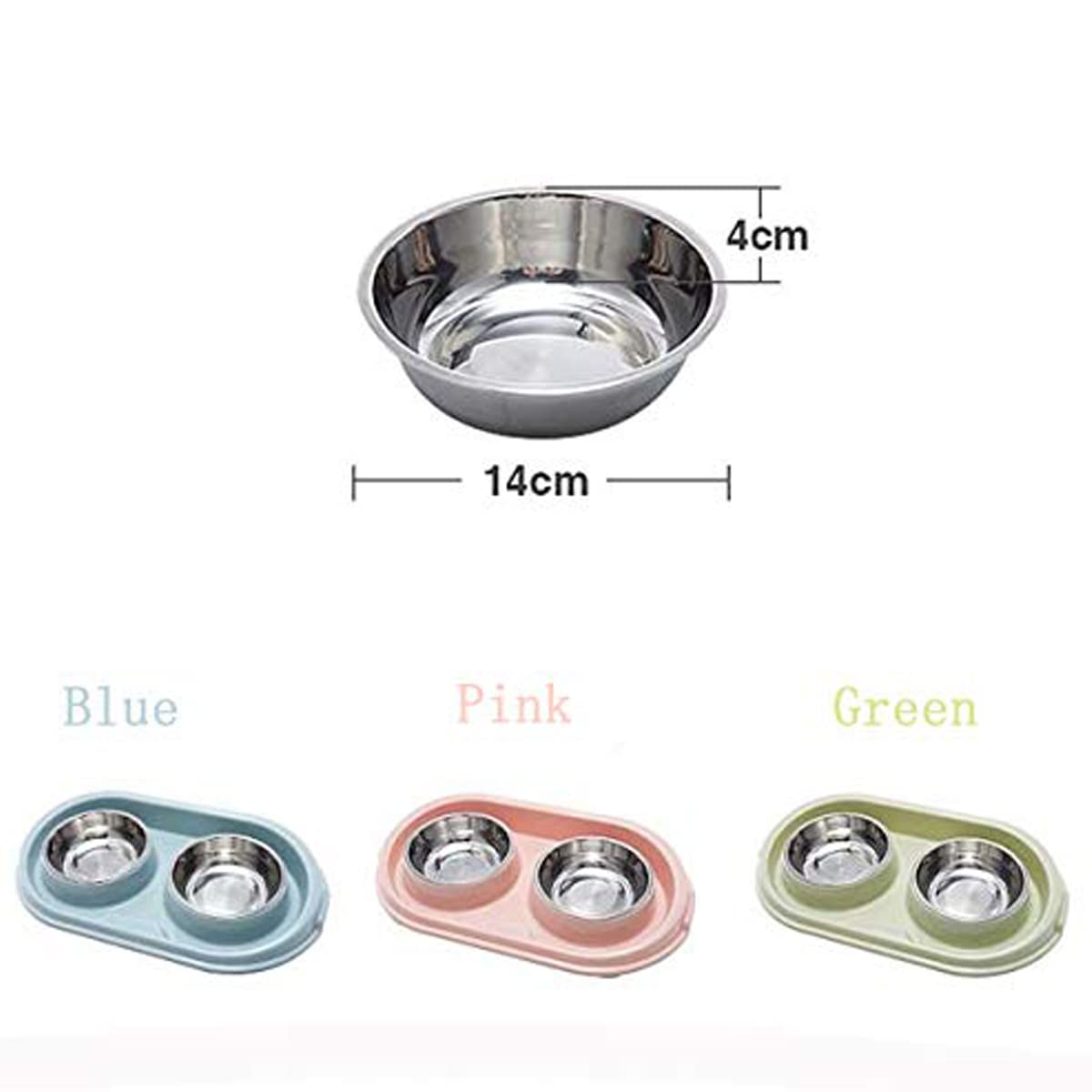 MXCELL Double Dog Cat Food Bowls, Stainless Steel Pet Bowls Dog Water Bowls with No-Spill and Non-Skid PP Station, Food Water Fe