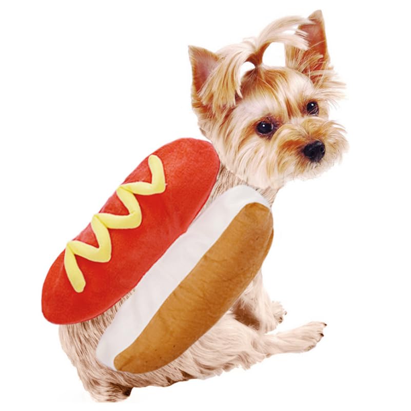 POPETPOP Hot Dog Cat Costume Funny Pet Costumes, Furry Pet Clothing Dog Cosplay Funny Costume Clothes for Small to Large Dogs Pu