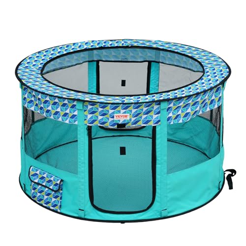 VEVOR Foldable Pet Playpen, 44 x 44 x 24 Portable Dog Playpen, Crate Kennel for Puppy, Dog, Cat, Waterproof 600D Oxford Cl