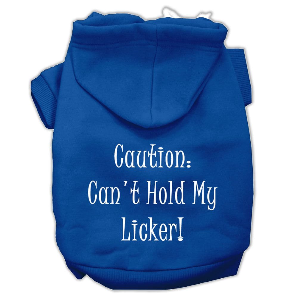 Pet, Dog & Cat Hoodie Screen Printed, 'Can'T Hold My Licker' Blue Xs (0-3 Lbs.)