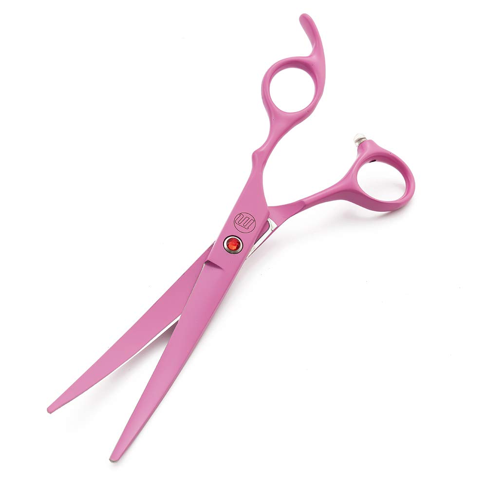 Moontay Professional 7.0' Dog Grooming Scissors Set, 4-Pieces Straight, Upward Curved, Downward Curved, Thinning/Blending Shears For Dog, Cat And Pets, Jp Stainless Steel, Pink