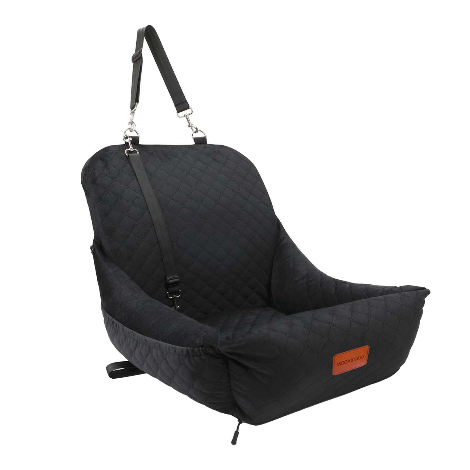 WOOAIDAGG Dog Car Seat,Easy to Install,Fully Detachable and Washable,2 Clip-On Safety Leashes and Storage Pockets,Covered Comfy 