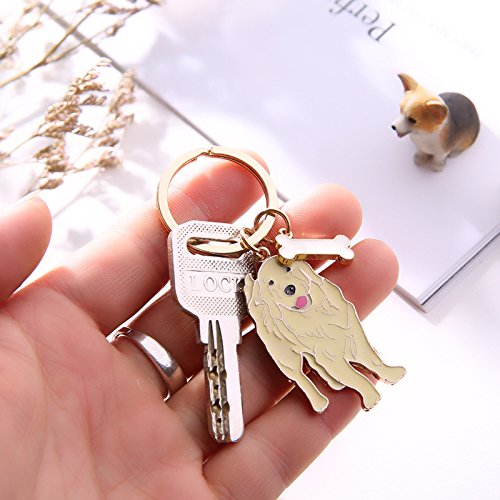 Harikaji Dog Keychain ring, Cool Cute Pet Dog Keyring Bag Charm Mini Metal Key Ring Keyfob (Golden Retriever 2)