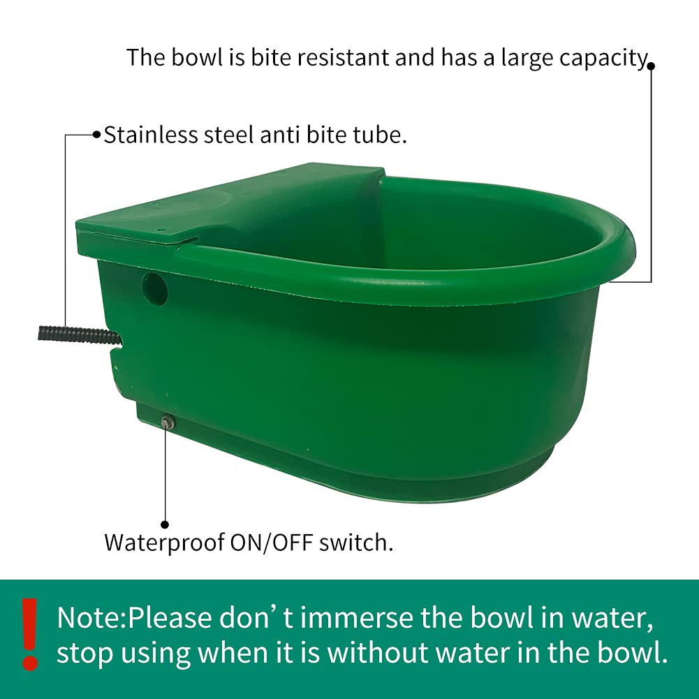 Automatic Heated Horse Waterer Bowl, 4L Large Capacity Farm Heated Water Bowl Constant Temperature Dispenser With Float Control