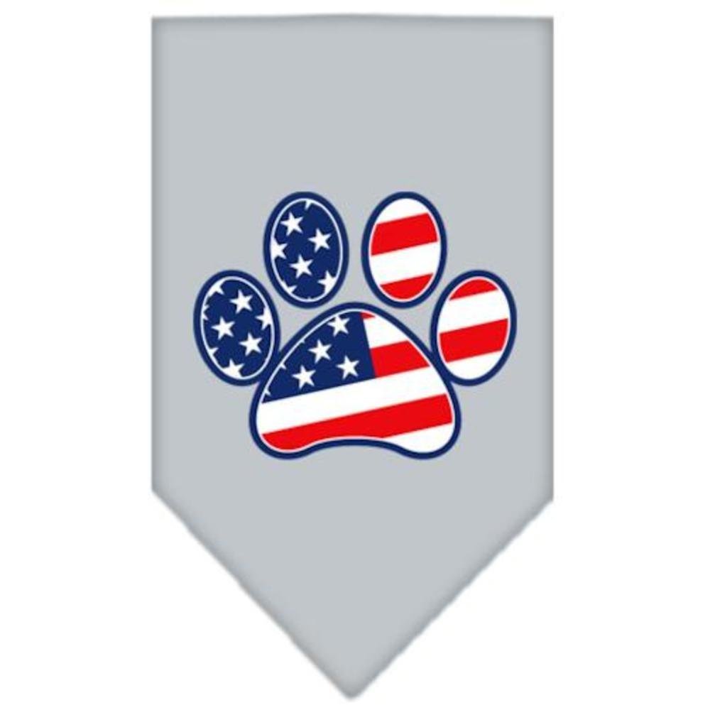 Pet and Dog Bandana Screen Printed, Patriotic Paw Grey Large