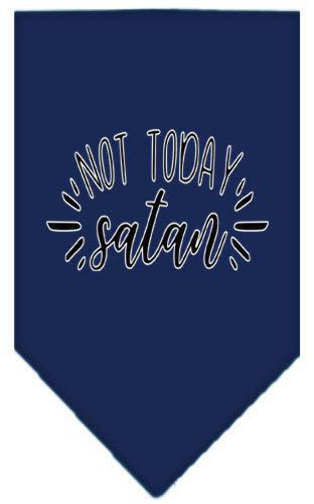 Pet and Dog Bandana Screen Printed, &quot;Not Today Satan&quot; Navy Blue Small