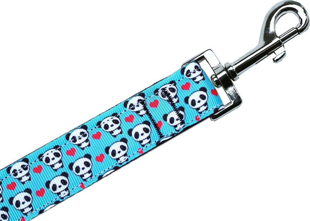 Pet Dog & Cat Nylon Collar or Leash, "Panda Love" 3/8" w x 6 ft. leash