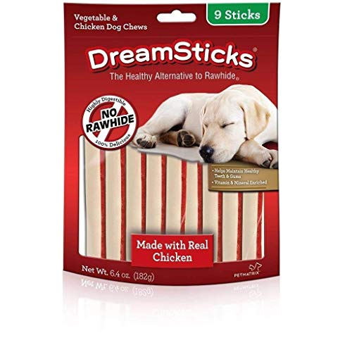 DreamBone DreamSticks, Rawhide Free Dog Chew Sticks Made with Real Chicken and Vegetables, 9 Sticks