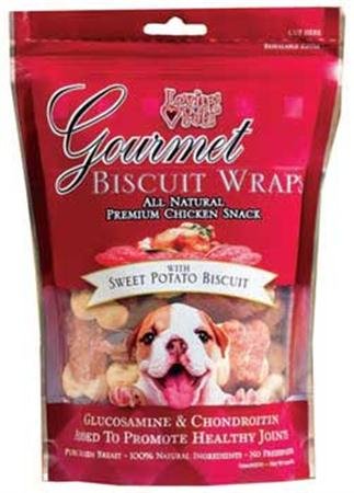 Loving Pets Gourmet Premium Meat Snack Wrap Dog Treat Flavor: Sweet Potato & Biscuit, Quantity: 8-oz