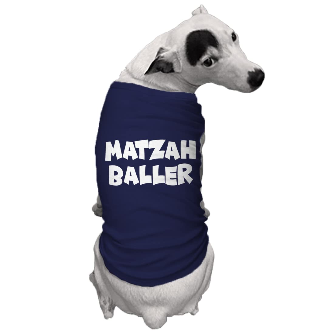 Matzah Baller - Matzo Hanukkah Passover Seder Dog Shirt (Navy, Medium)