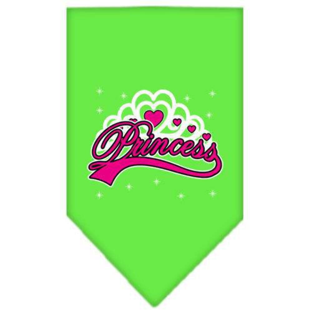 Pet and Dog Bandana Screen Printed, &quot;I'm A Princess&quot; Lime Green Small