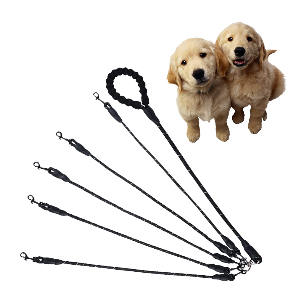 Five Dog Training Leash With Reflective, 360 Swivel No Tangle, Comfortable For Large Medium Small Dogs (Blue, Five Leashes)