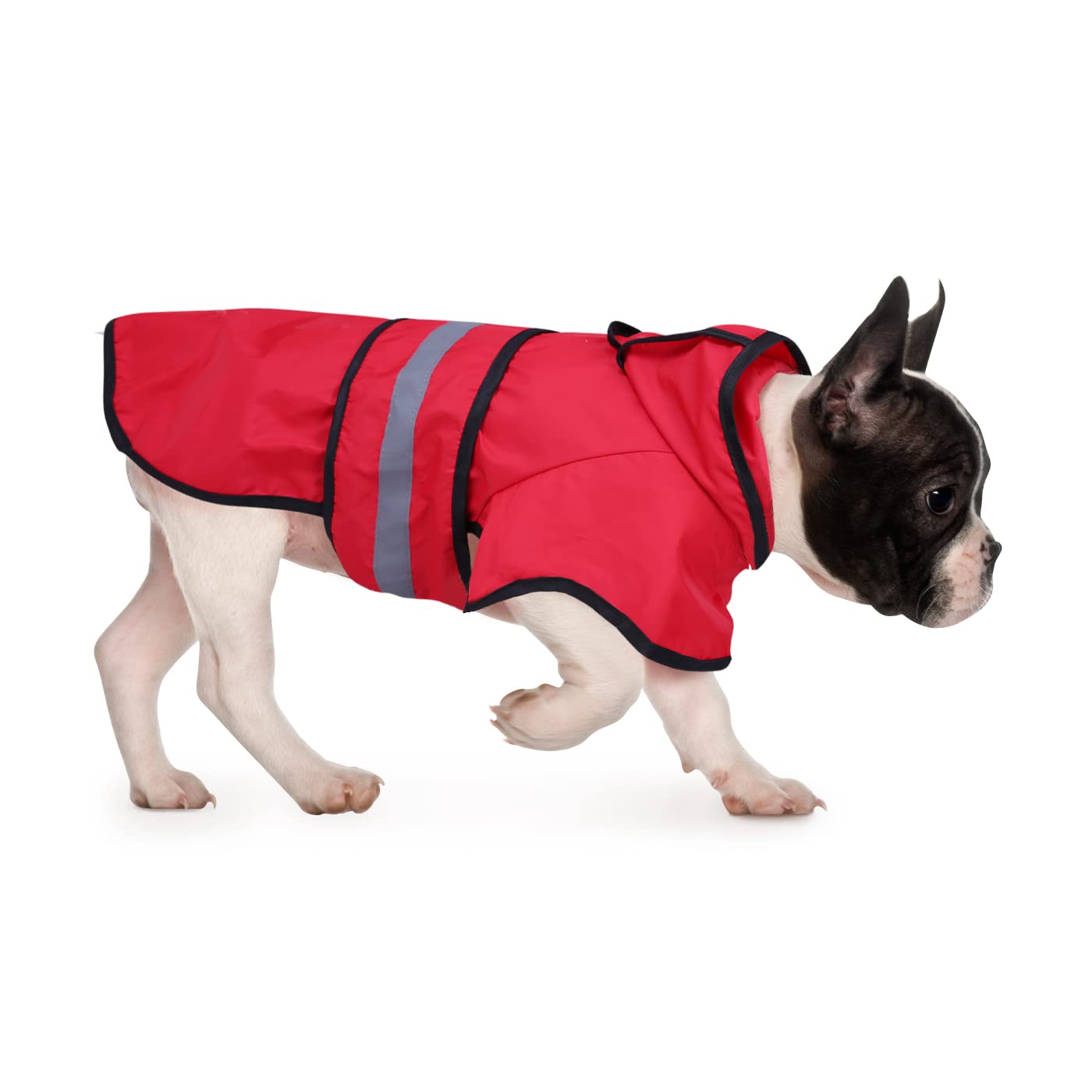 Hde Dog Raincoat Hooded Slicker Poncho For Small To X-Large Dogs And Puppies Red - S