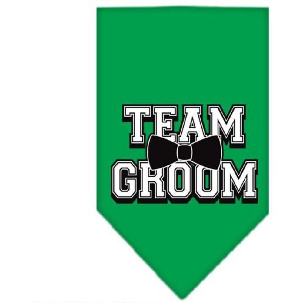 Pet and Dog Bandana Screen Printed, &quot;Team Groom&quot; Emerald Green Large
