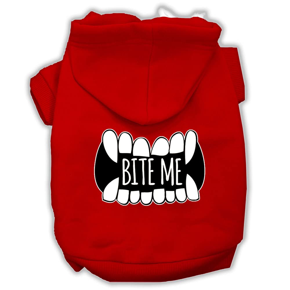 Bite Me Screenprint Dog Hoodie Red M 12