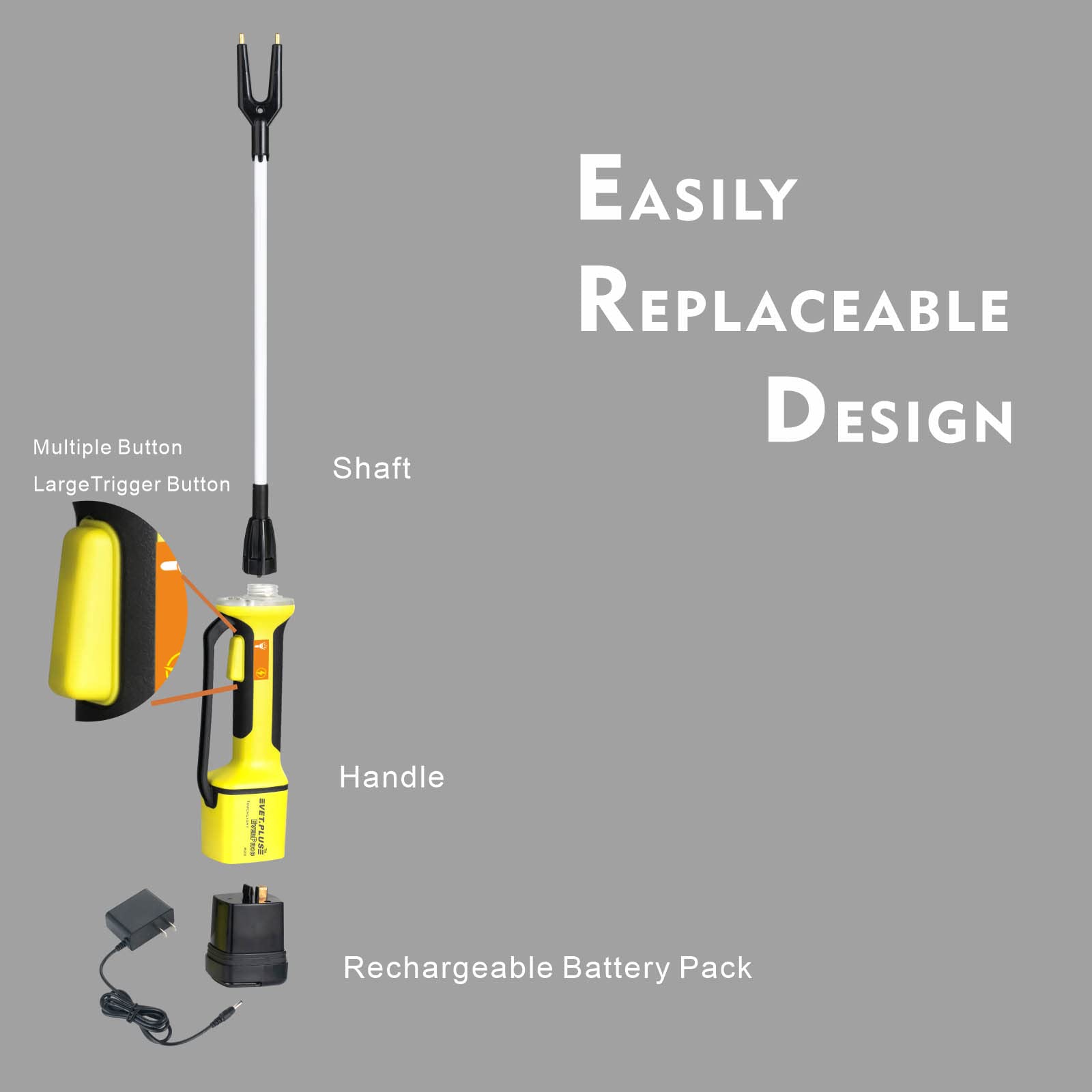 VETPLUS Rechargeable Livestock Prod with LED Torch Light, 33 Flexible Shaft, Fruit Green, for Cattle, Hog, Goat, and Sheep