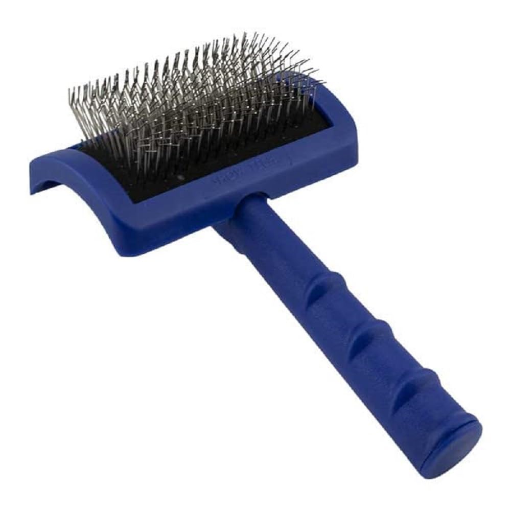 Show Tech Tuffer Than Tangles Slicker Brush For Dog Grooming With Long, Firm Pins, Medium Size, Perfect For Doodle Breeds, Angled Pins For Dematting, Remove Undercoat, Comfort Grip Handle