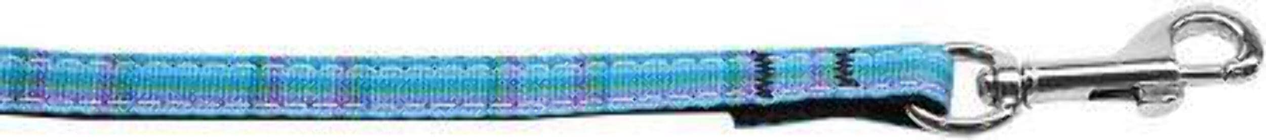 Pet Dog & Cat Nylon Collar or Leash, &quot;Plaids&quot; Blue Plaid 3/8&quot; w x 4 ft. leash