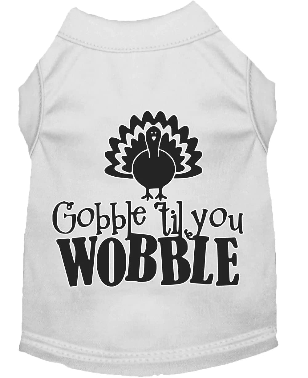 Pet Dog & Cat Shirt Screen Printed, "Gobble Til Ya Wobble" Yellow XL (14-20 lbs.)