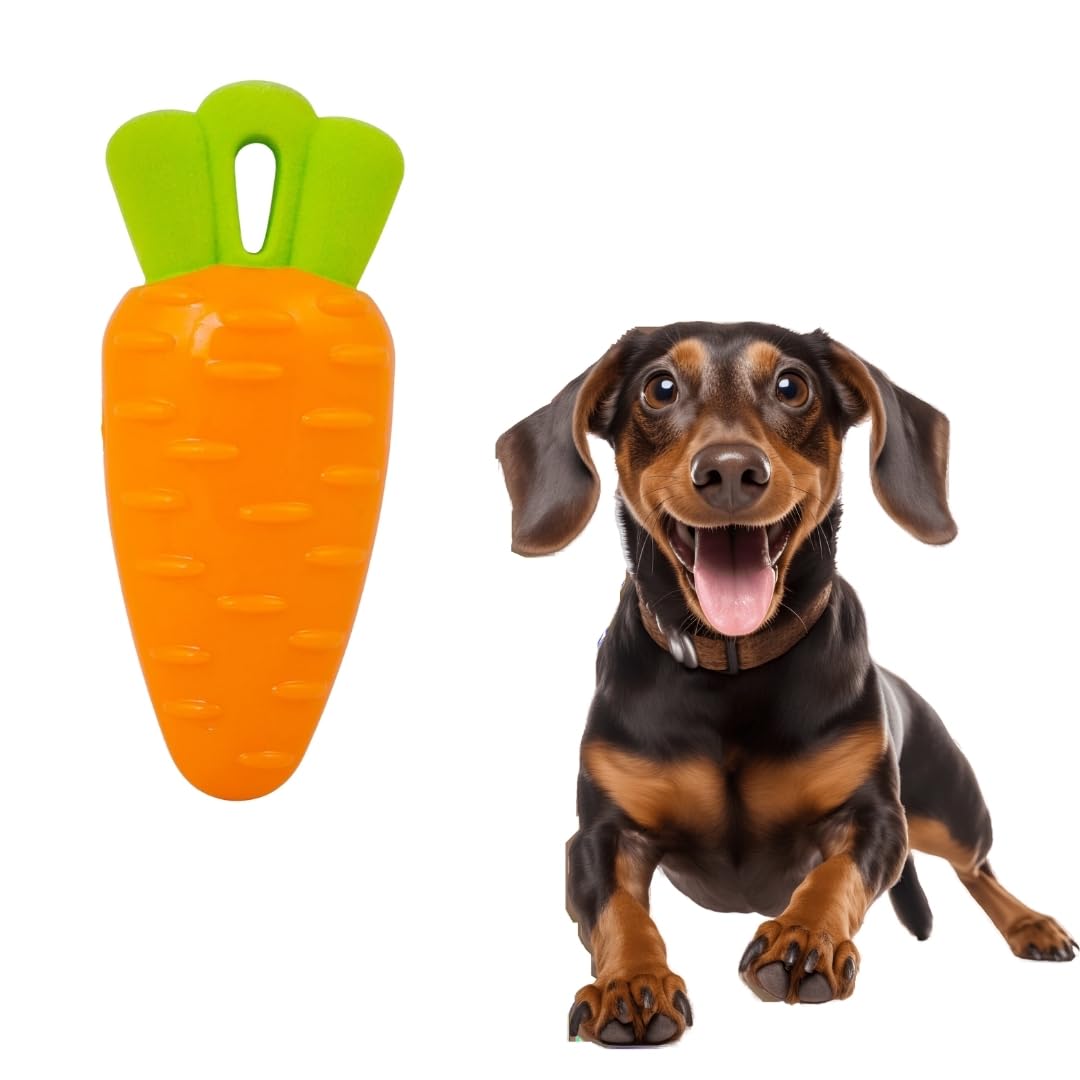Toy Truffle Squeak & Play Rubber Carrot Shape Toy: Fun Rubber Chew Toy, Interactive Squeaky Toy, Interactive Rubber Toy, Squeak,