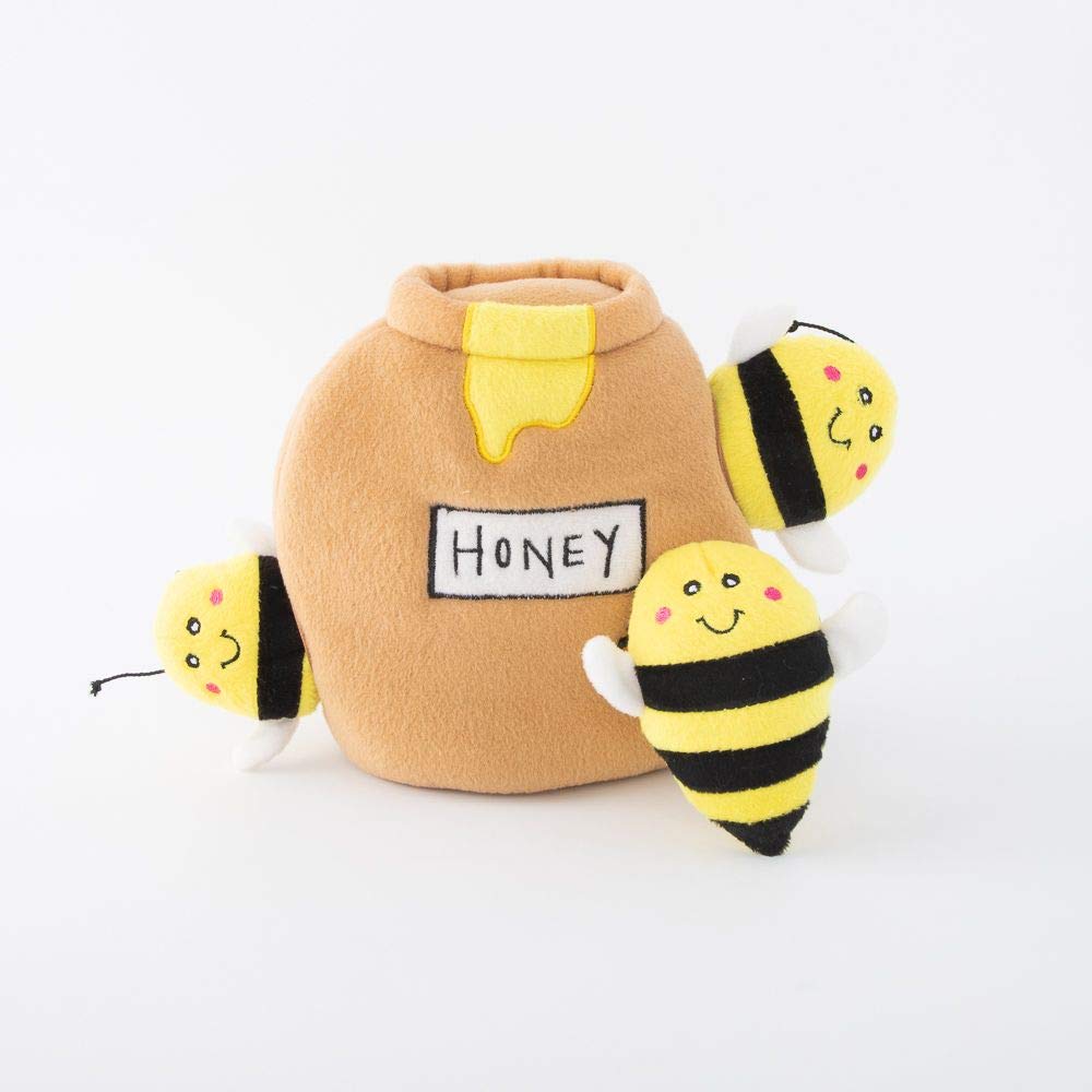 ZippyPaws Burrow Interactive Dog Toy, Plush Bees & Honey Pot, Model ZP958, Fun Hide and Seek Puzzle for Small & Medium Dogs