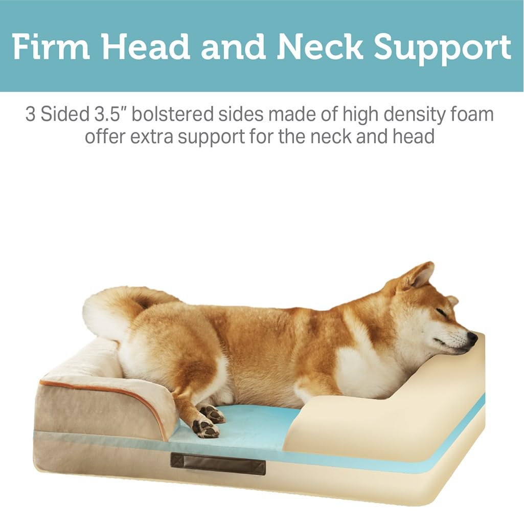 Friends Forever Orthopedic Dog Bed for Large Dogs, Waterproof Memory Foam Dog Sofa Bed L with Removable Washable Cover, Ally Kha