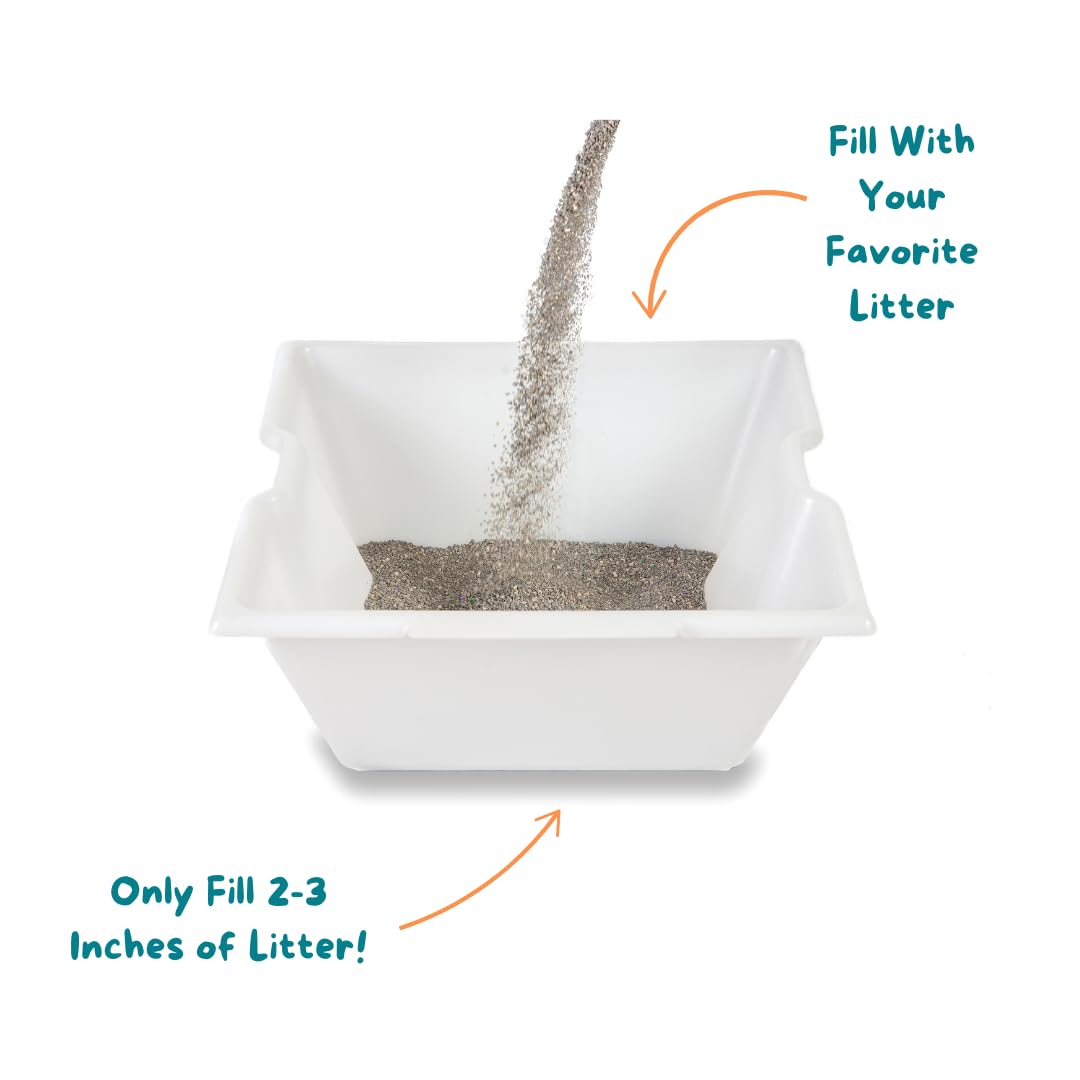 Good Pet Stuff, Litter Box Liner Tray For The Courtyard Hidden Litter Box Planter, Reusable Litter Tray, Easy To Clean, Odorless, Sustainable, Durable, Square, White Litter Box Liner