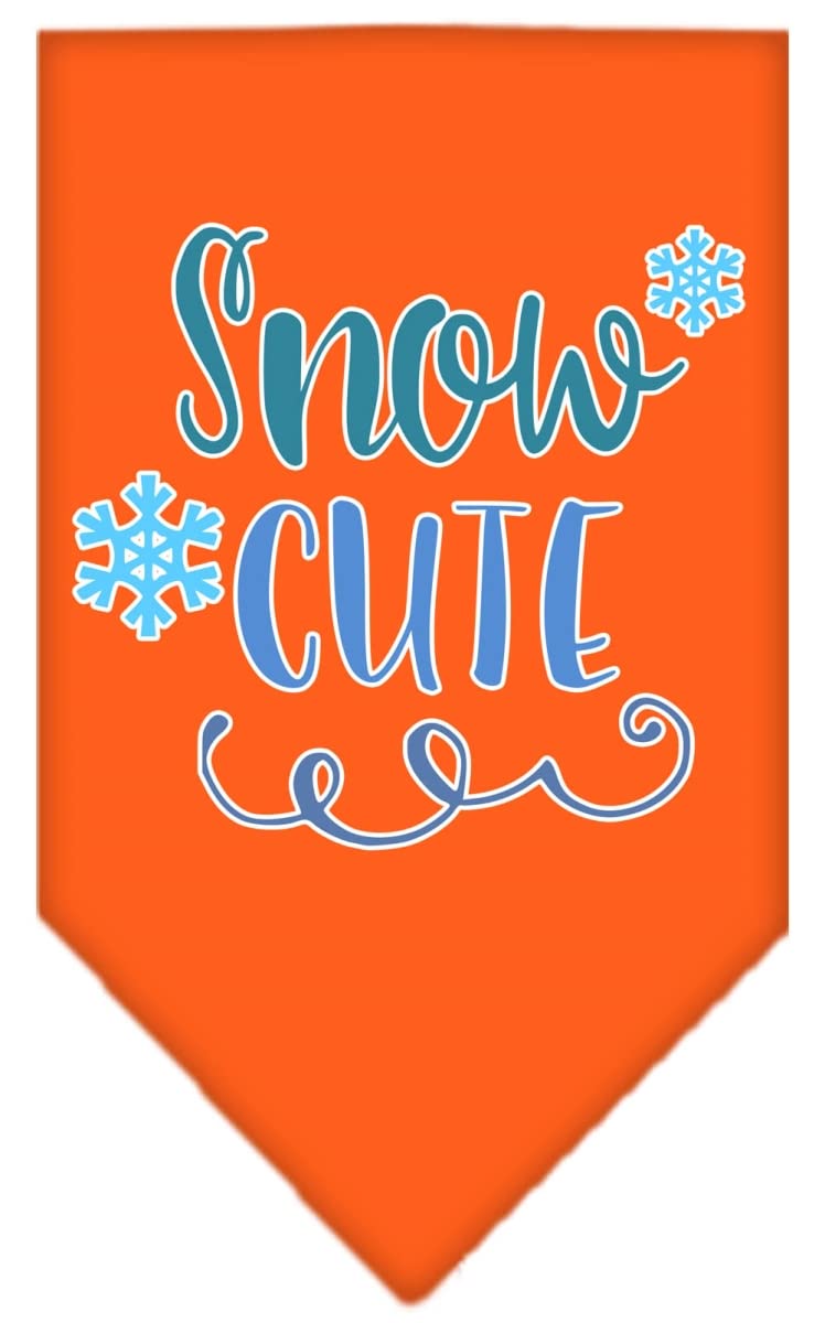Christmas Pet and Dog Bandana Screen Printed, &quot;Snow Cute&quot; Orange Small