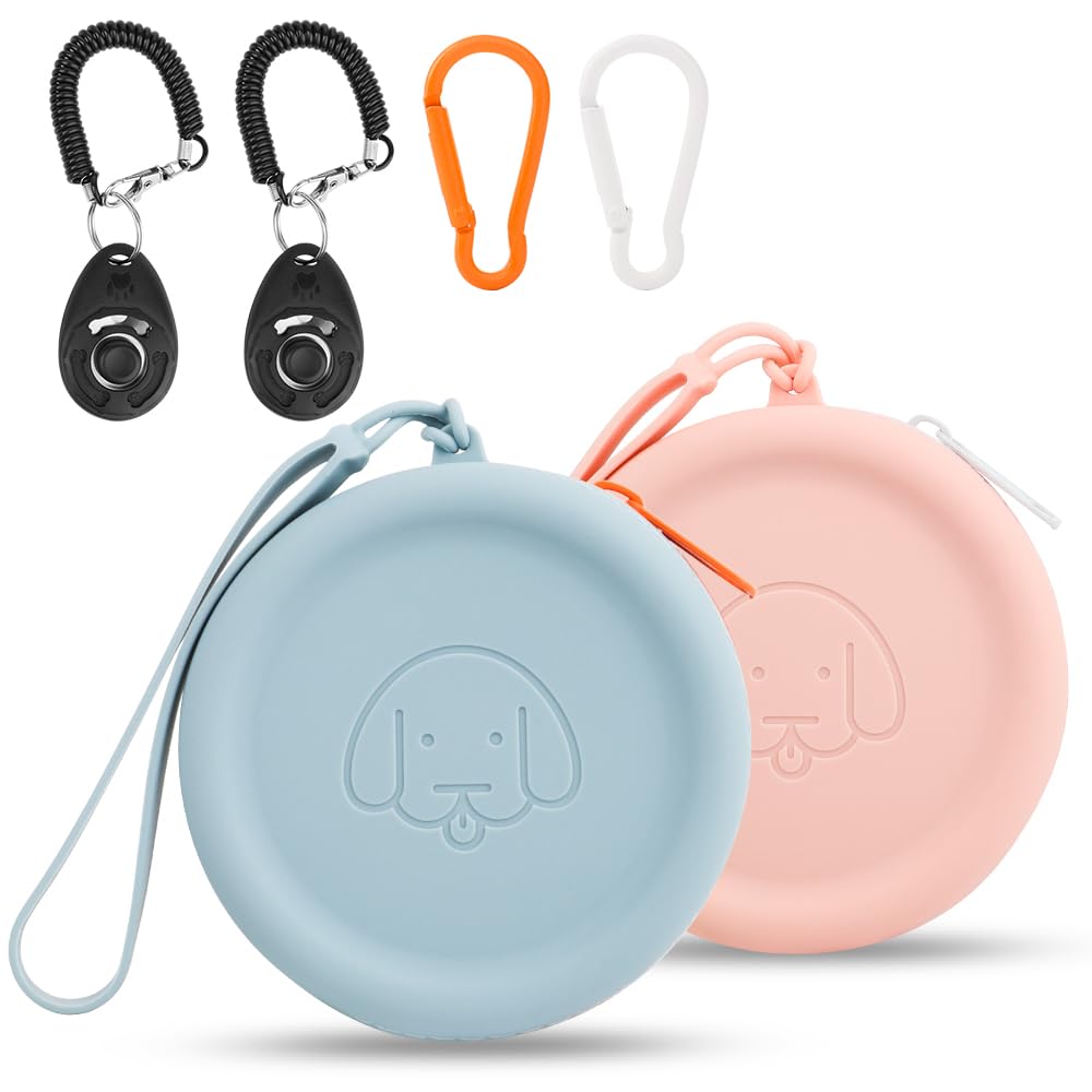 Silicone Dog Treat Pouch Small Bag,2PCS Pet Walking Bag for Dog and Cat,Pocket Size,Easy to Clean,Odorless,Zipper Design,Moistur