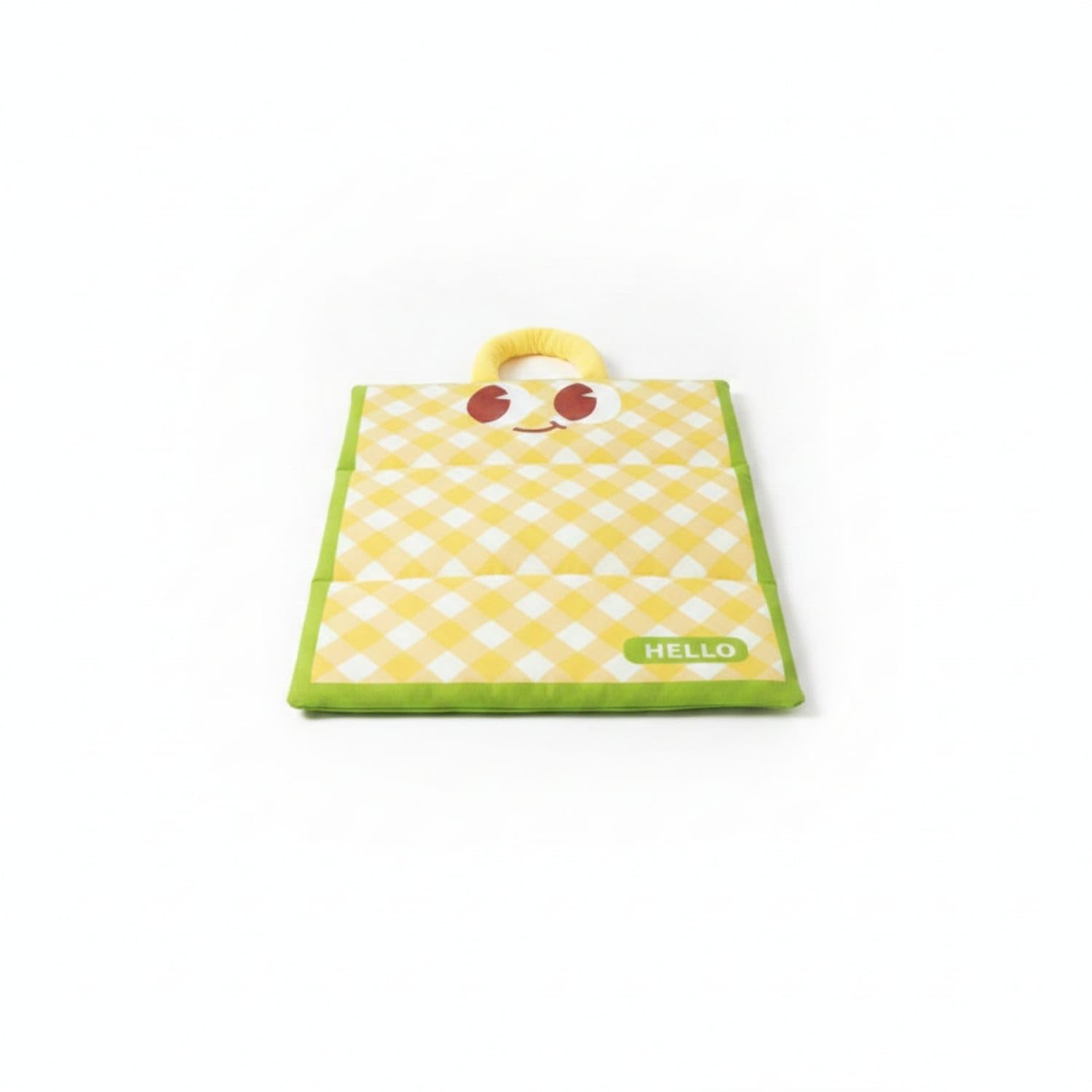 Checkered Waterproof Pet Mat Rounded Edges Quilted Pet Mat, Yellow Green Plaid, 50x70cm