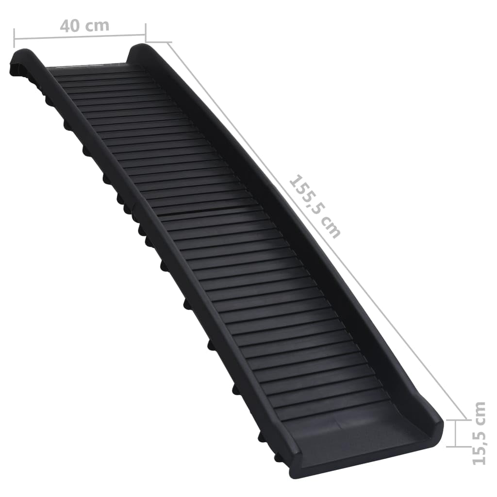 vidaXL Folding Dog Ramp Animal Pet Supply Car High SUV Minivan Camper Foldable Portable Lightweight Dog Stair Ramp Cat Step Bridge Black