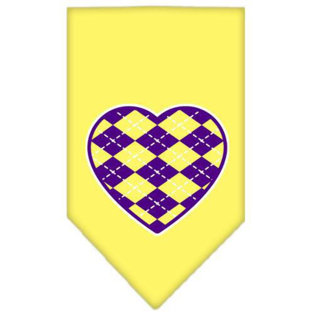 Mirage Pet Products Argyle Heart Purple Screen Print Bandana for Pets, Large, Yellow