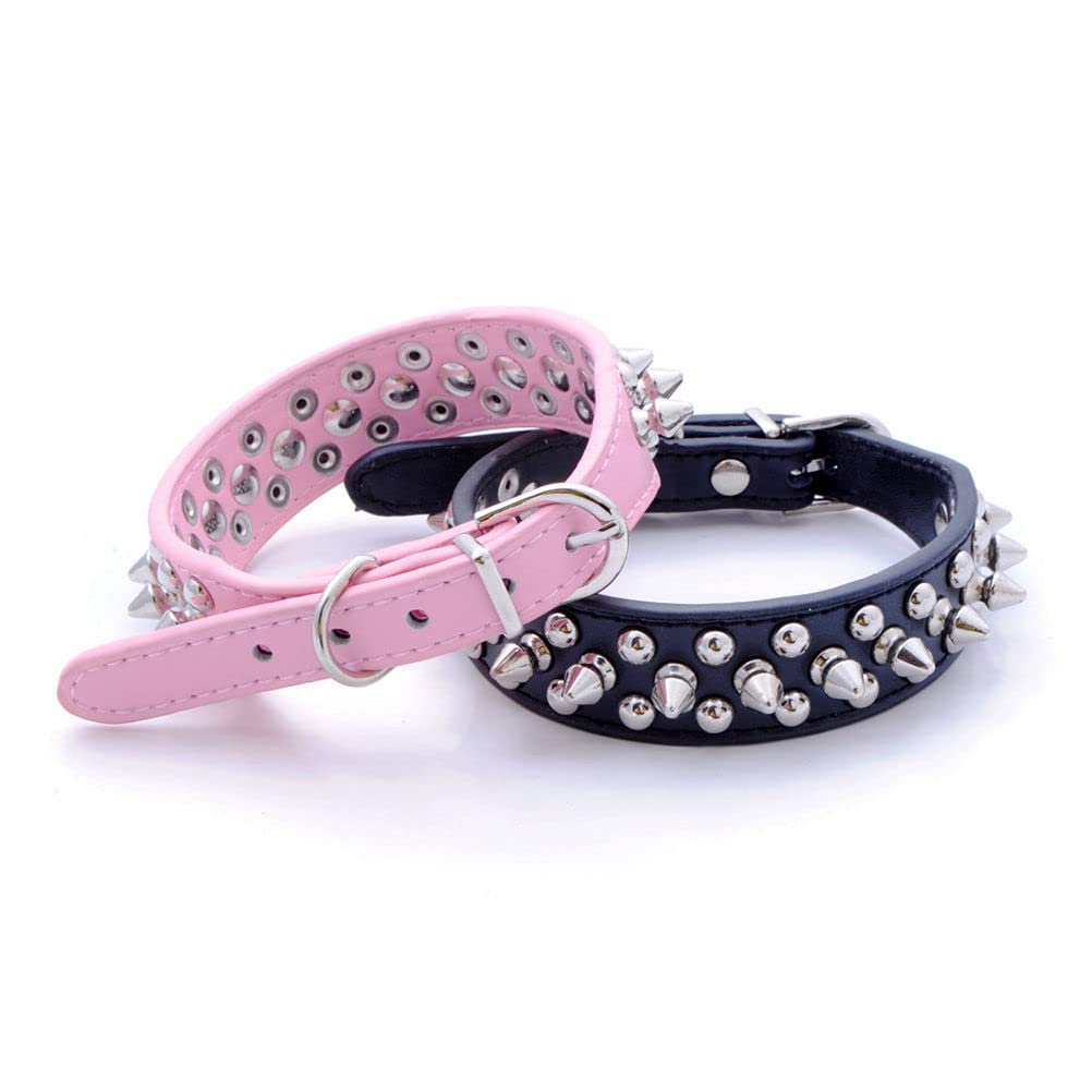 Spiked Dog Collar Soft Pu Leather Mushrooms Rivet Spike Studded Puppy Adjustable Cat Collars Black Xxl